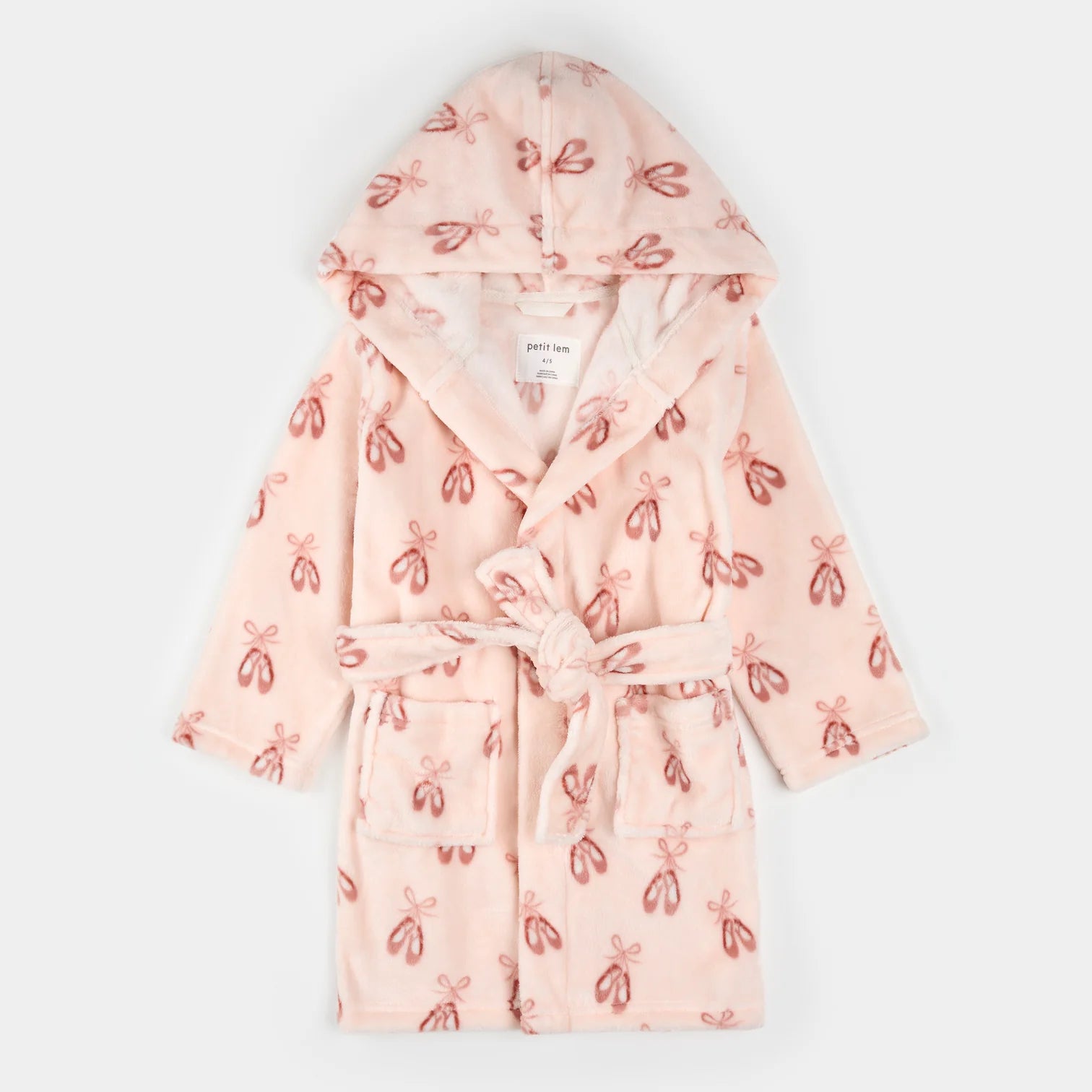 Ballet Slippers Print on Light Pink Plush Robe
