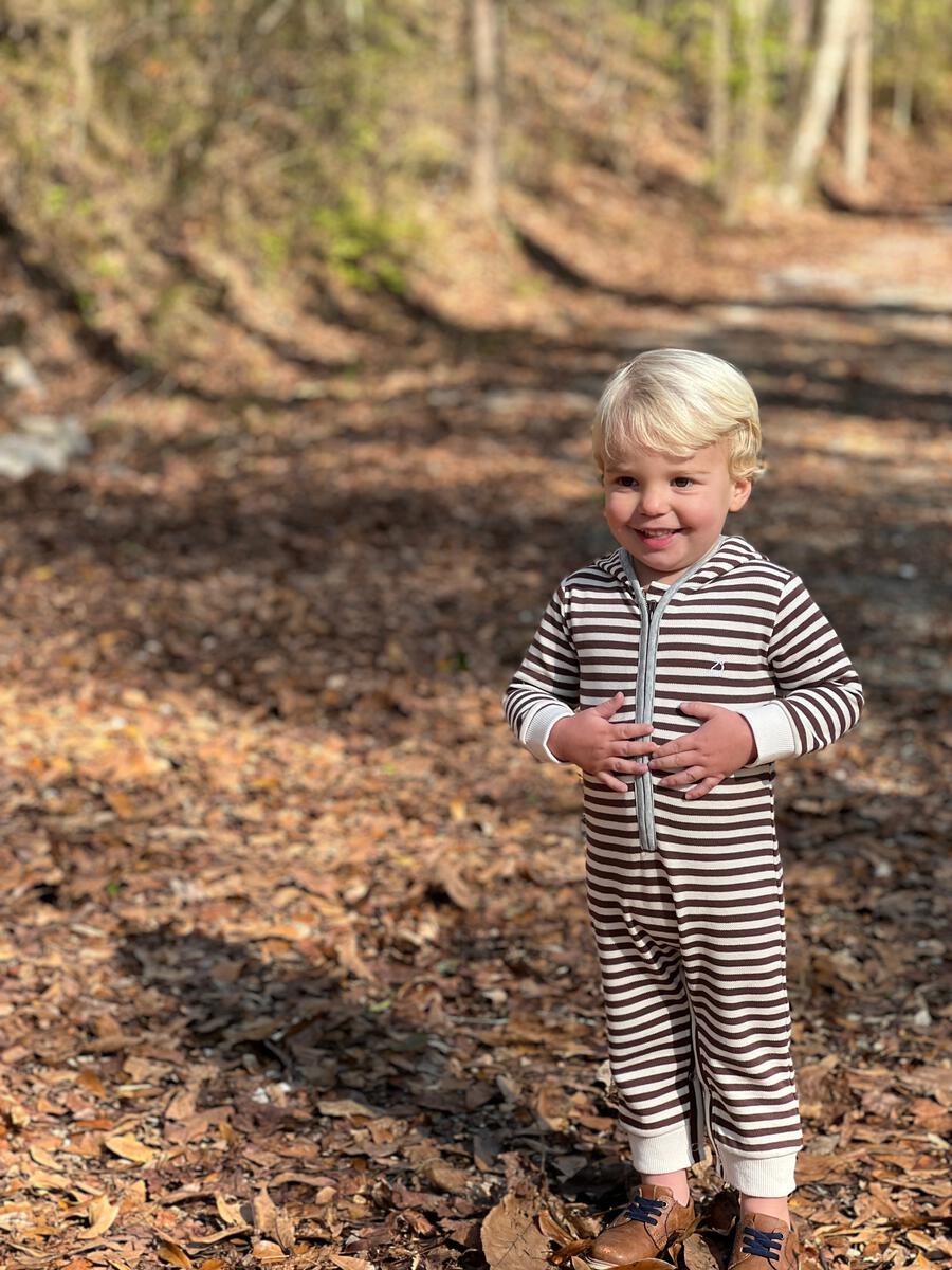 Blaine Hooded Romper | Brown & Cream