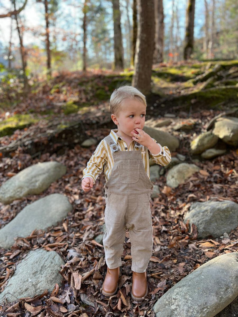 Gleason Woven Overalls | Beige Tweed