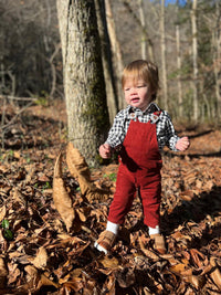 Jasper Woven Onesie | Brown & Cream Plaid