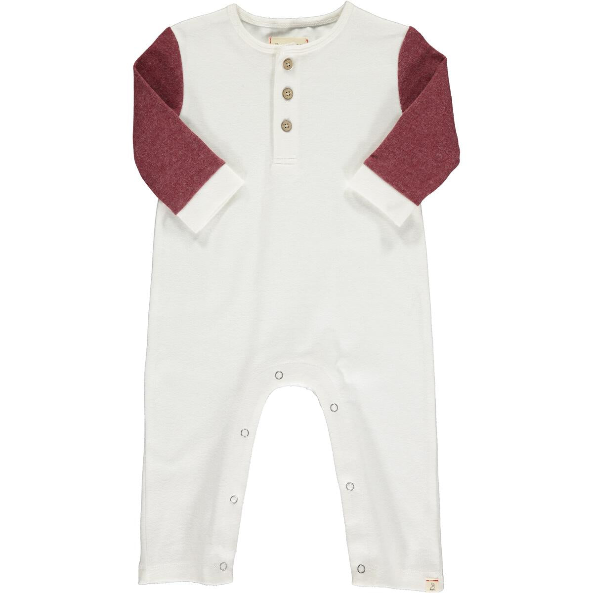 Estill Raglan Romper - White/Red