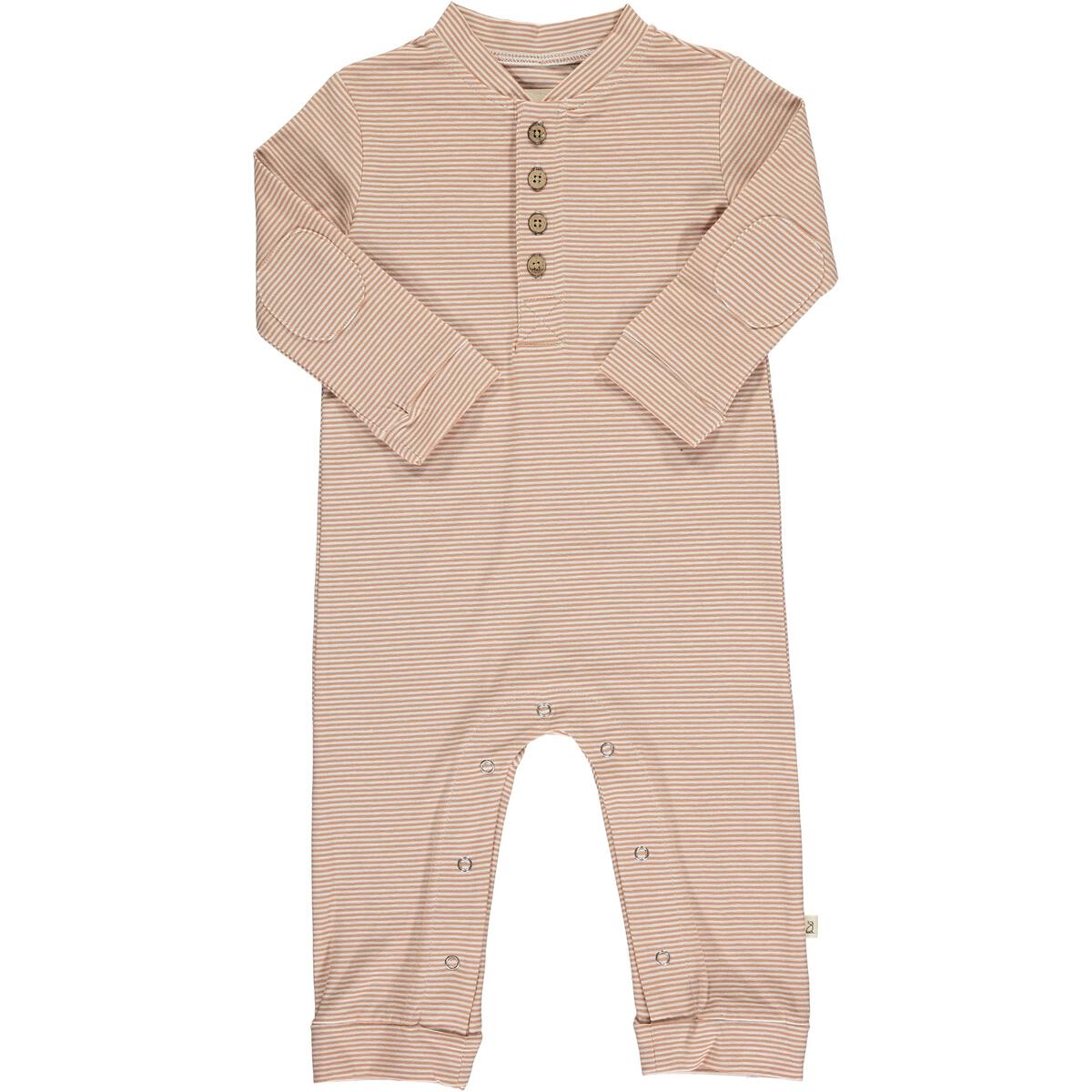 Niota Henley Romper | Pumpkin & White Stripe