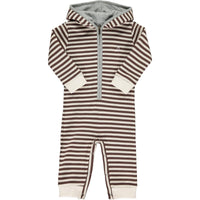 Blaine Hooded Romper | Brown & Cream