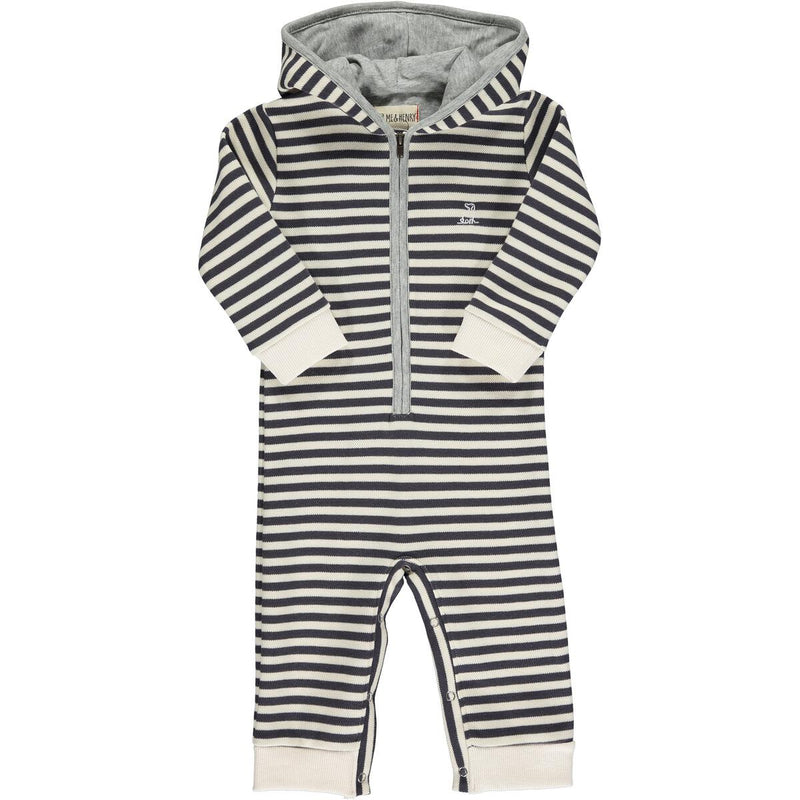 Blaine Hooded Romper - Navy/White