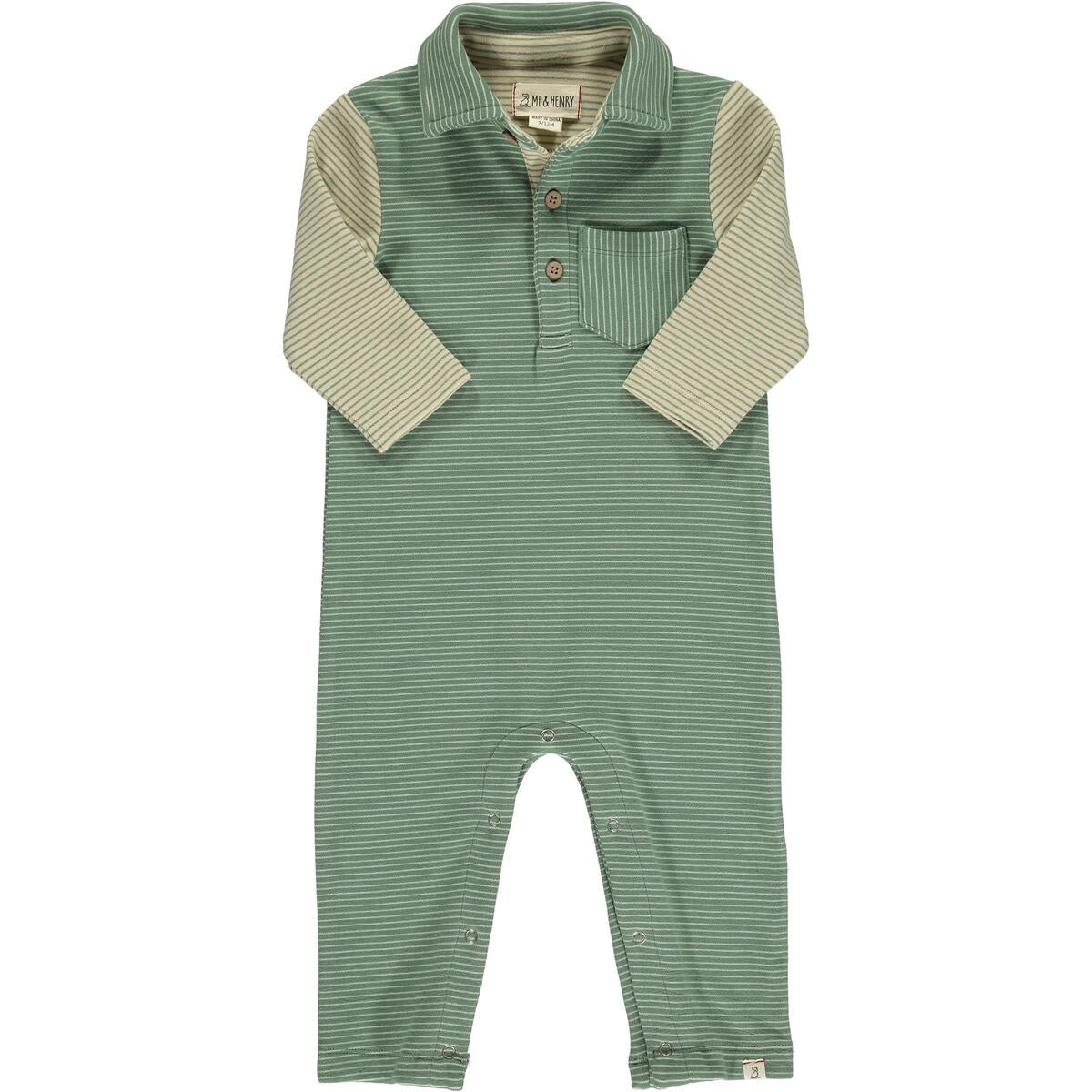Arlington Cozy Polo Romper | Green & Sage