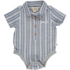 Helford Short Sleeved Onesie - Denim Blue/White Stripe