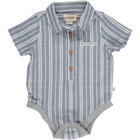 Helford Short Sleeved Onesie - Denim Blue/White Stripe