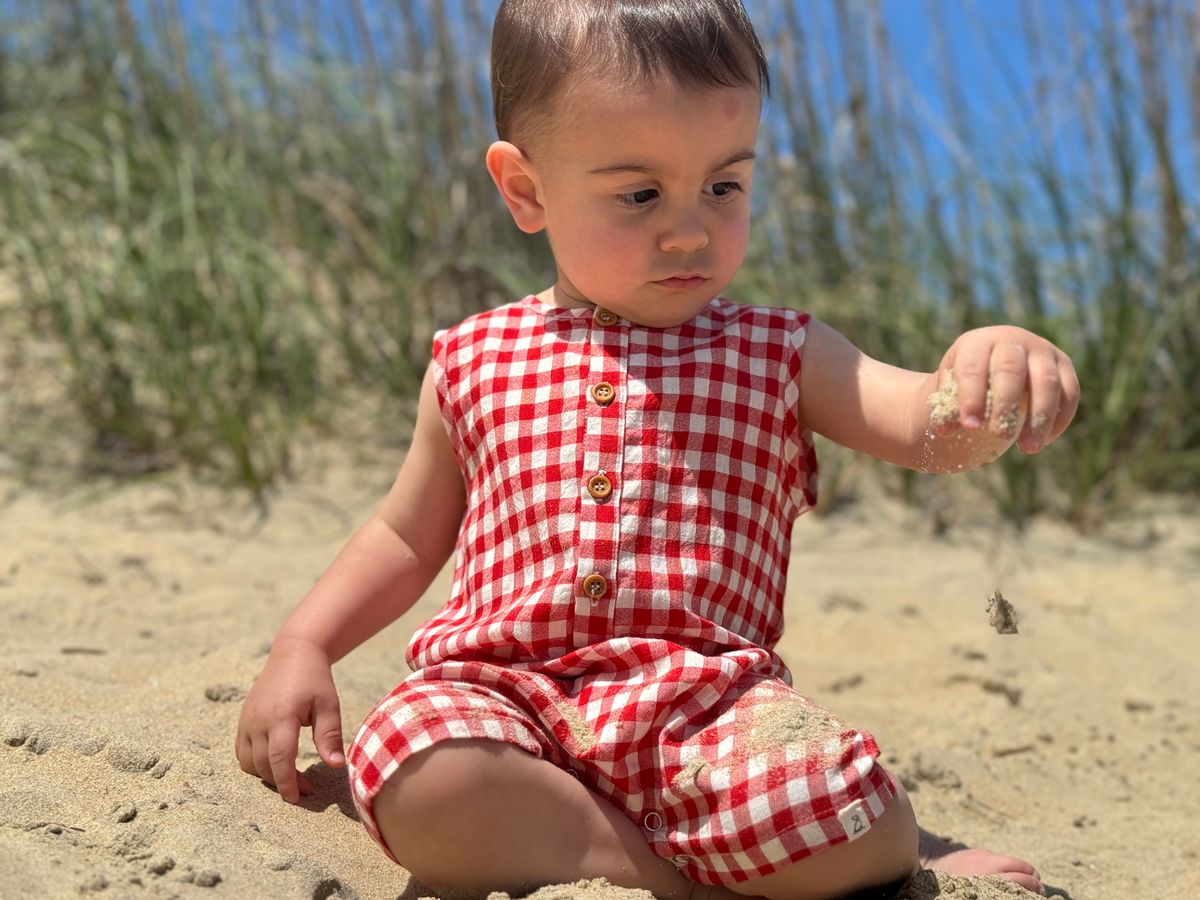 Cabin Playsuit | Red/Cream Plaid