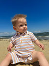 Drift Polo Romper | Tangerine/White Striped