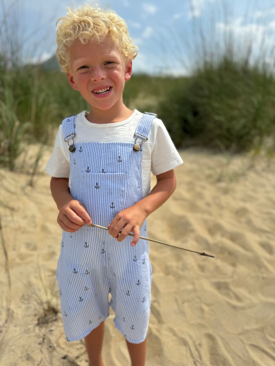 Galleon Woven Buckle Overalls | Anchor Seersucker