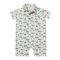 Molokai Printed Romper | Navy Boats