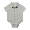 Helford Woven Onesie | Grey/White Stripe Gauze