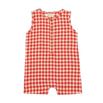 Cabin Playsuit | Red/Cream Plaid