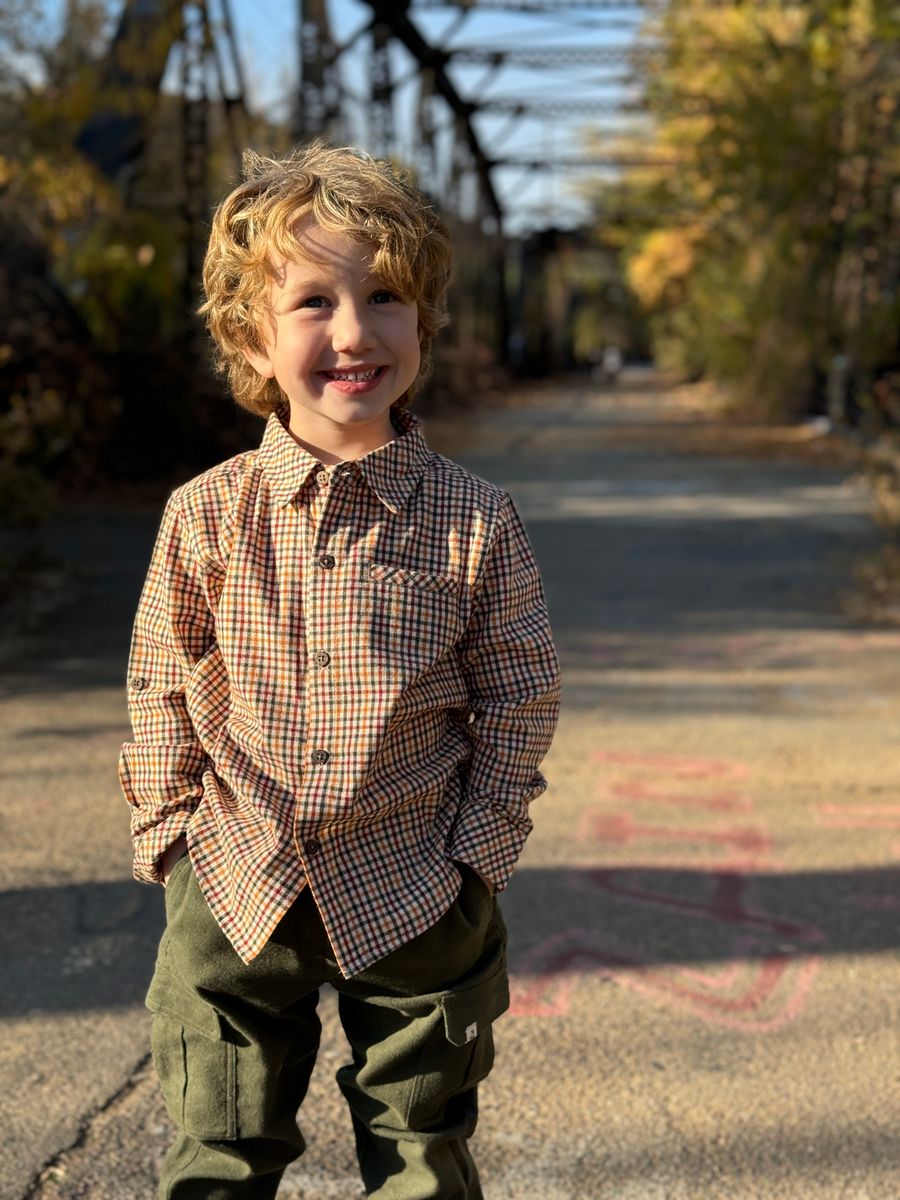Atwood Woven shirt Navy/Gold Plaid