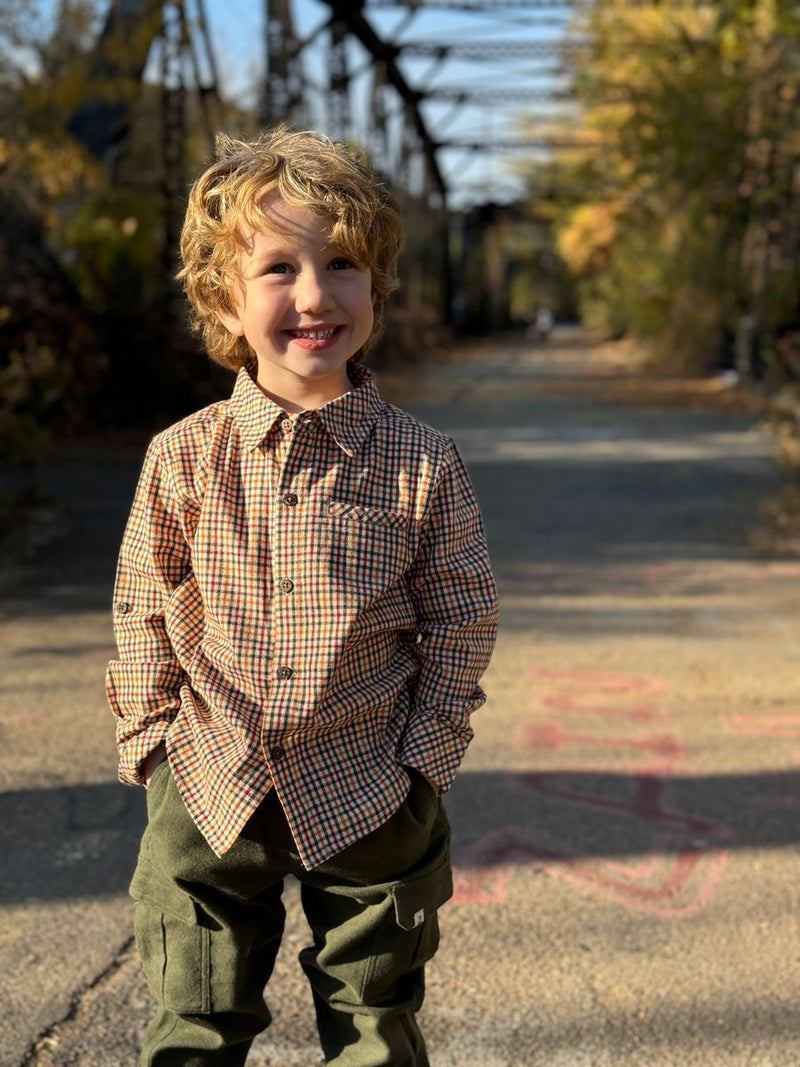 Atwood Woven shirt Navy/Gold Plaid
