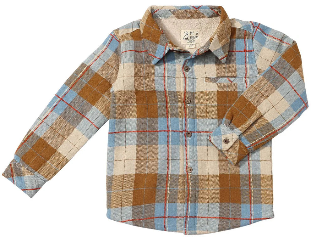 Adventurer Sherpa Lined Shirt || Beige/Brown Plaid