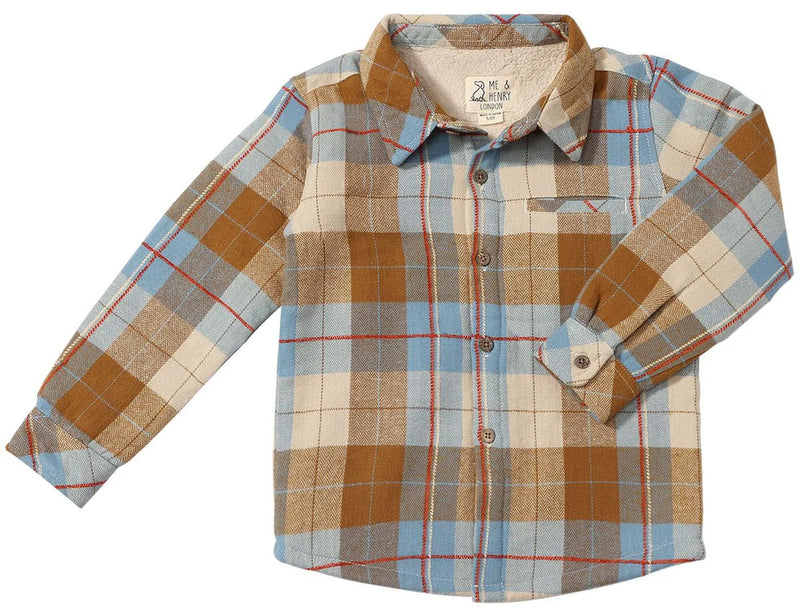 Adventurer Sherpa Lined Shirt || Beige/Brown Plaid