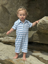 Drift Romper || Pale chambray/white stripe