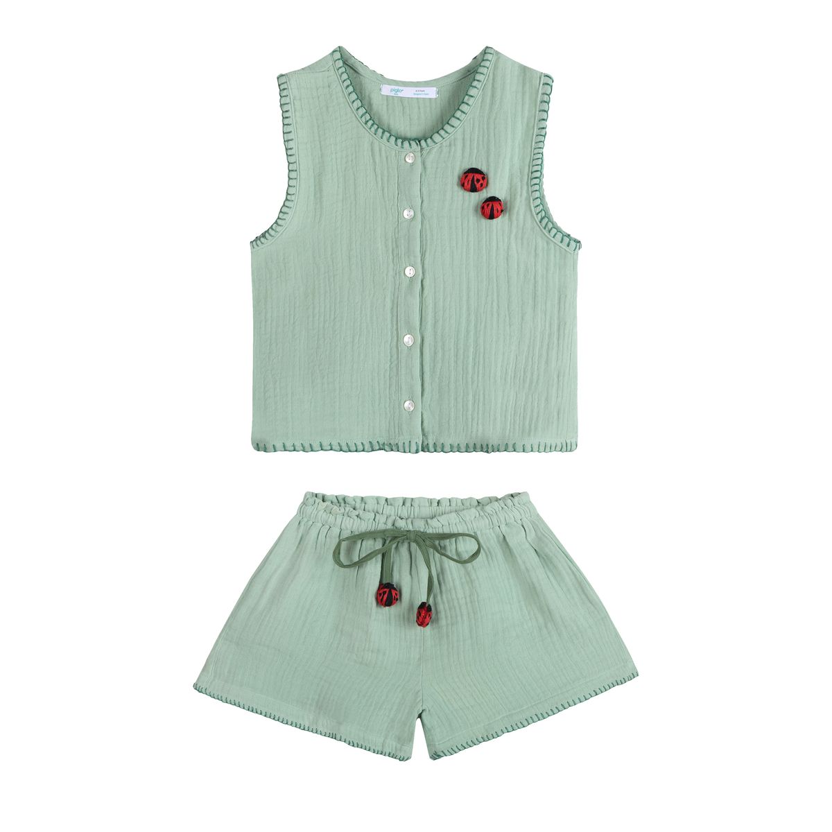 Light Green Ladybug Top + Short Set