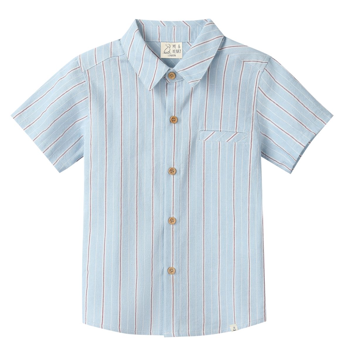 Newport Woven shirt || Chambray/red stripe