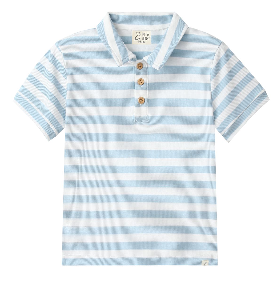 Shipping Polo || Pale chambray/white stripe