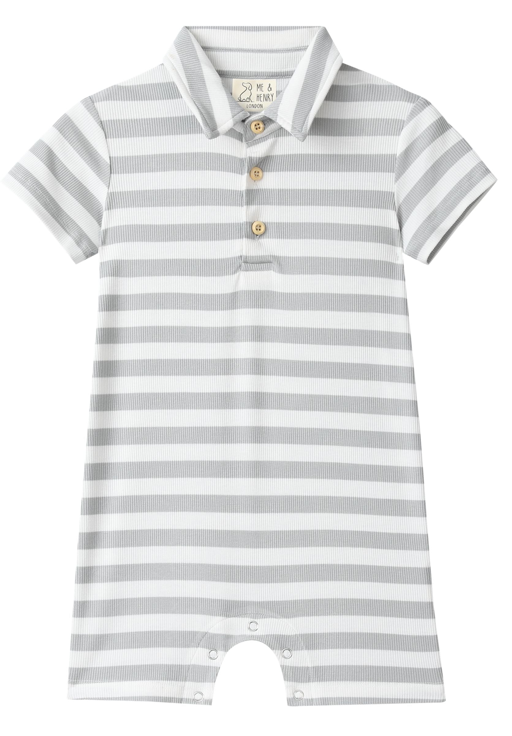 Drift Romper || Grey / White Stripe