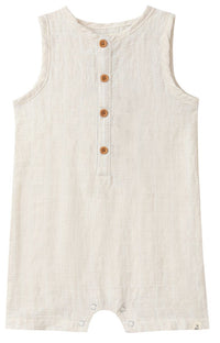 Cabin Playsuit | Cream textured plaid