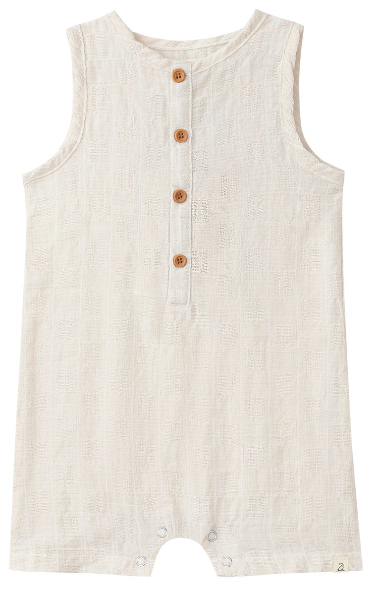 Cabin Playsuit | Cream textured plaid