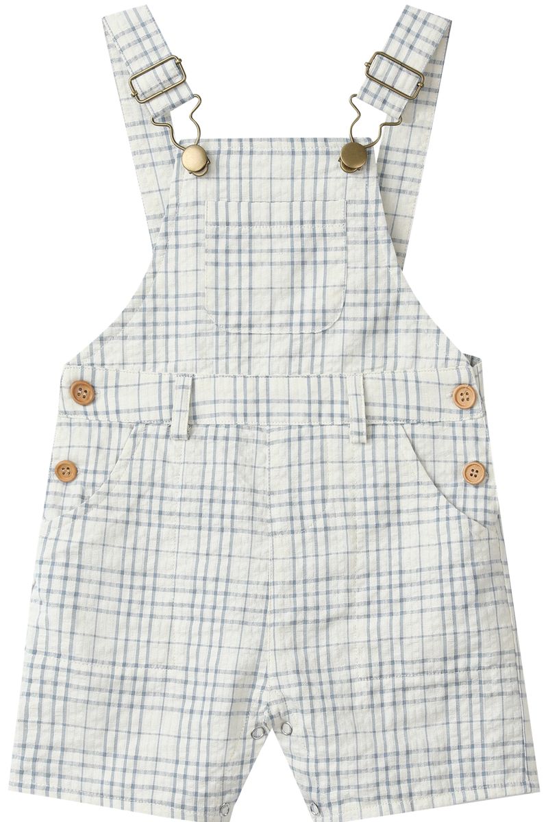 Galleon Woven overalls|| Chambray/cream plaid