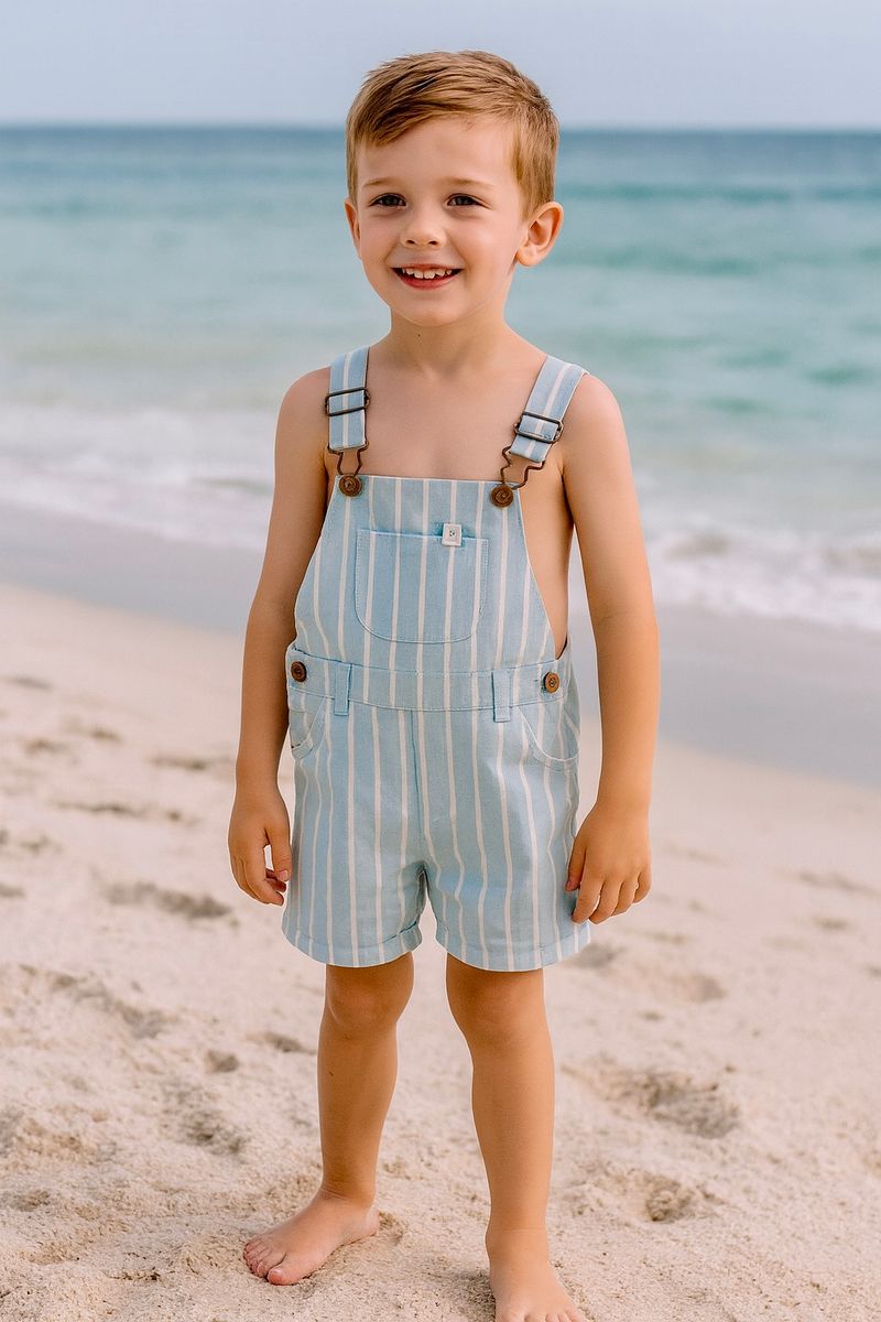 Galleon Woven overalls || Pale chambray stripe
