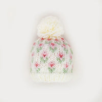 Bitty Blooms White Beanie
