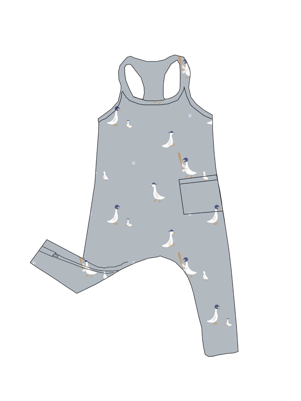 Cotton Tank Romper | Baseball Goose