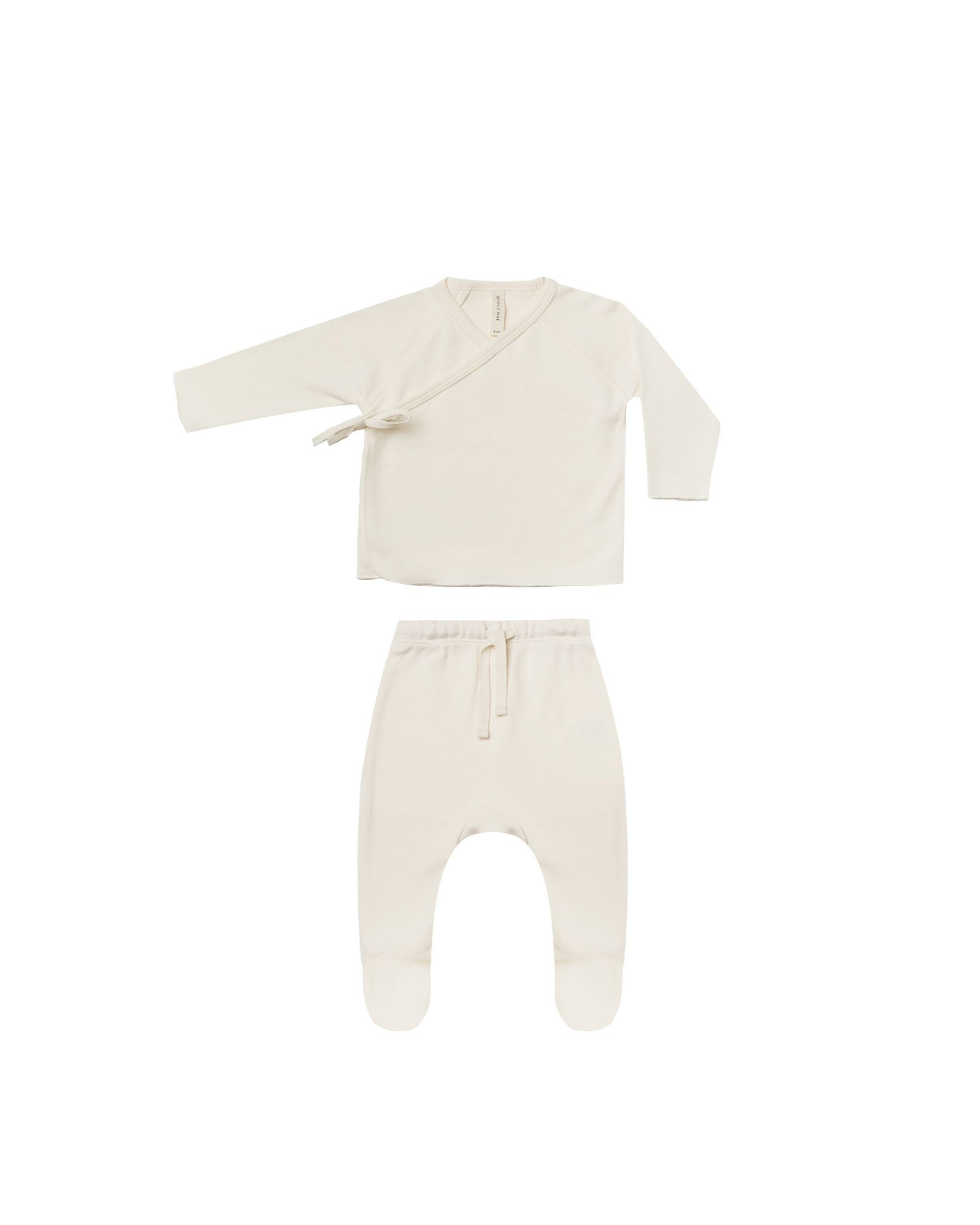 wrap top + footed pant set - ivory