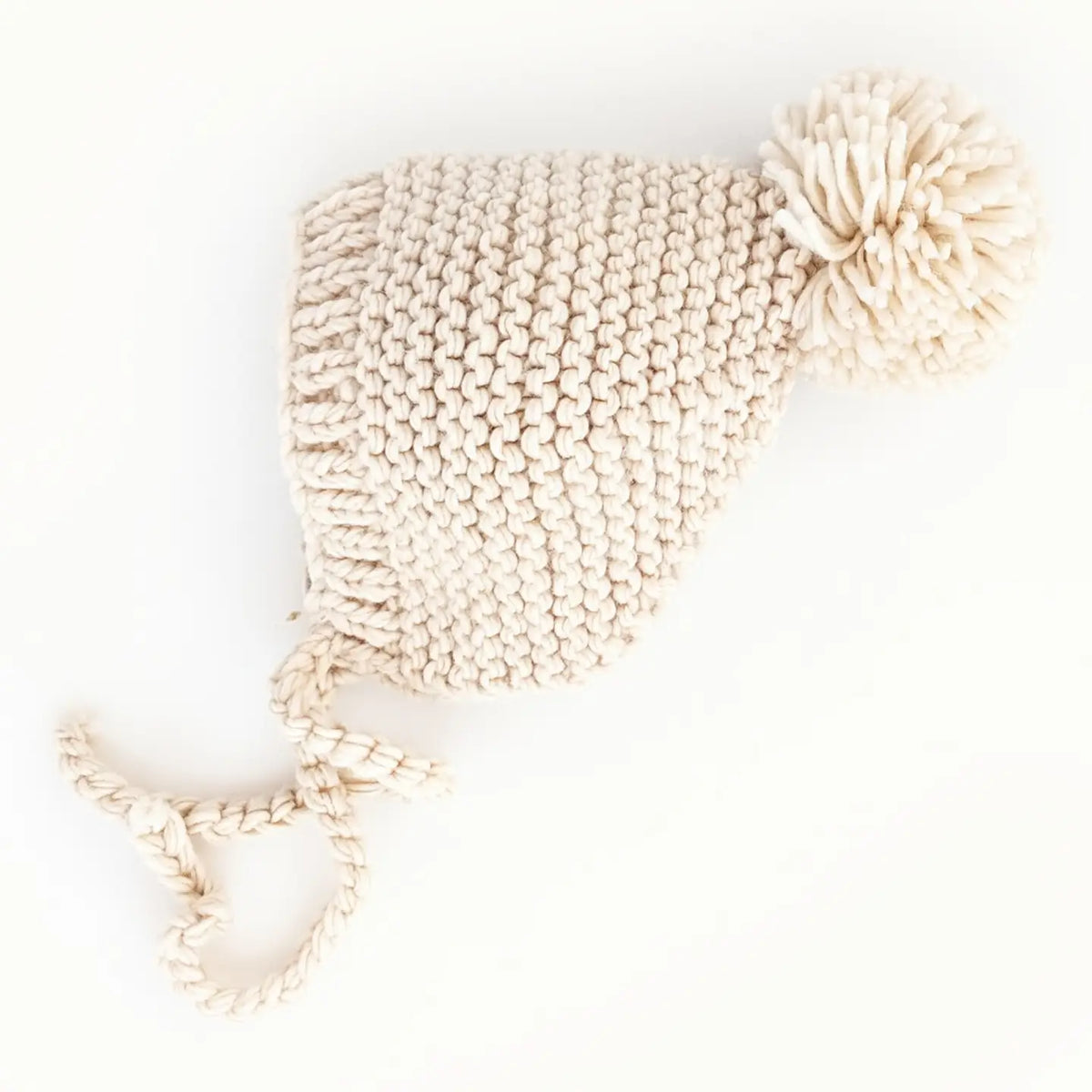 Natural Garter Stitch Knit Bonnet