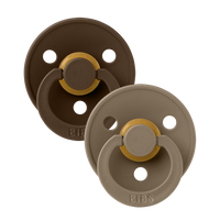 BIBS Pacifier 2 PK | Mocha + Dark Oak | Round