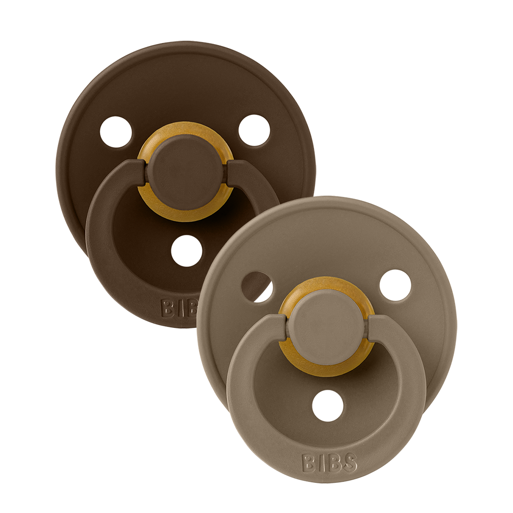 BIBS Pacifier 2 PK | Mocha + Dark Oak | Round