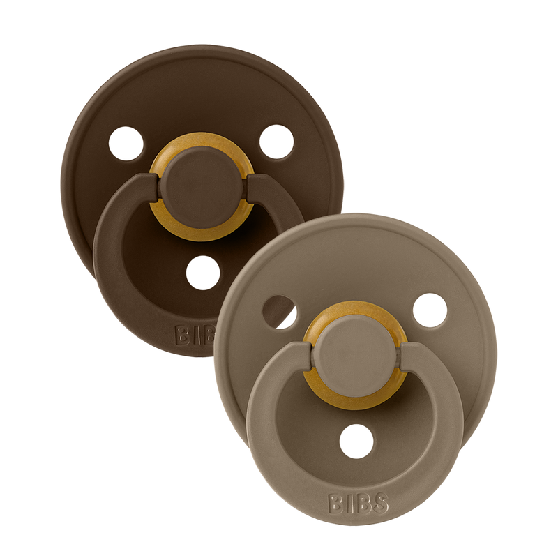 BIBS Pacifier 2 PK | Mocha + Dark Oak | Round