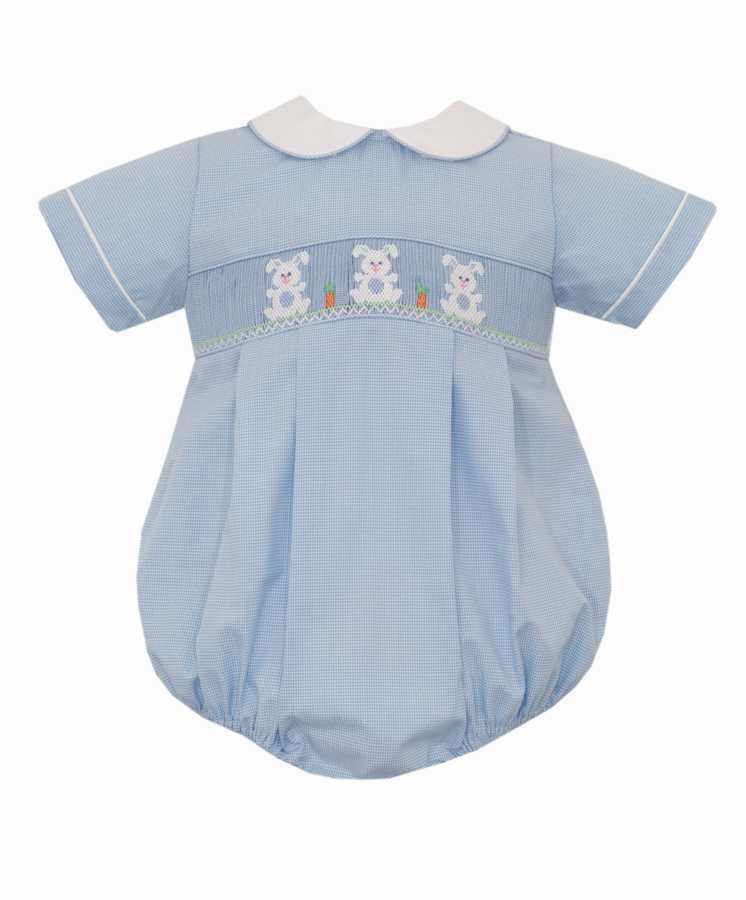 Bunnies Boy Light Blue Microcheck Bubble