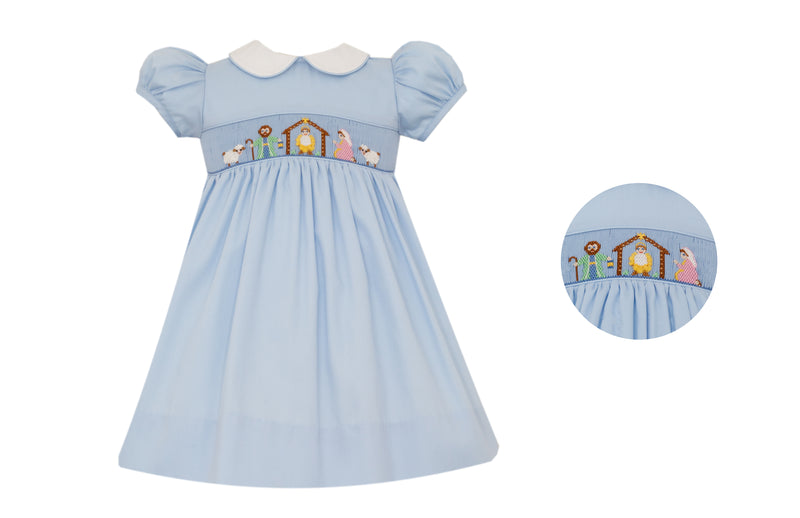 Nativity Girls || Blue Pique Dress