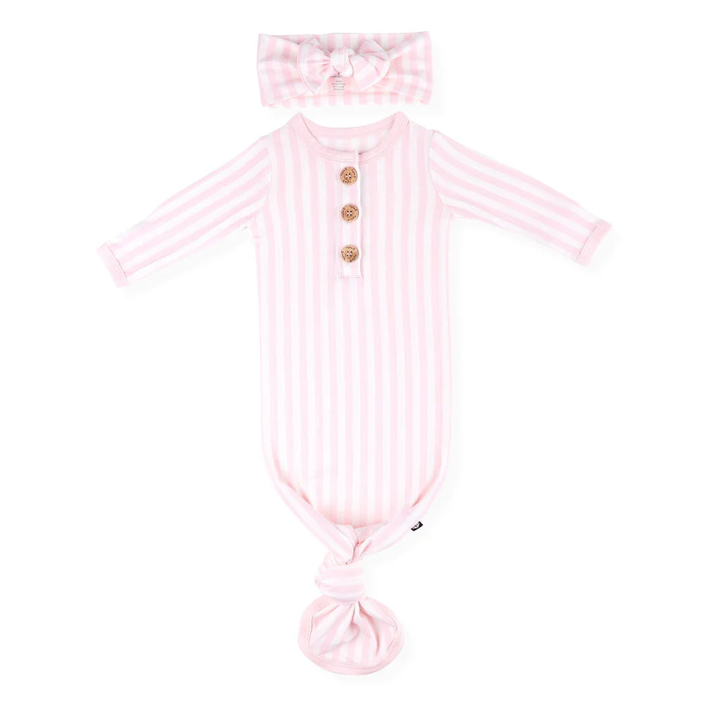 Knotted Gown with Bow Set in Small Sakura Stripe