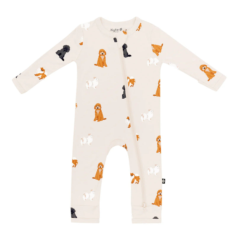 Ribbed Zipper Romper - Fluffy Dog
