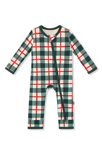 Zippered Romper - Holiday Plaid