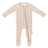 Zippered Footie || Gingham Bisque