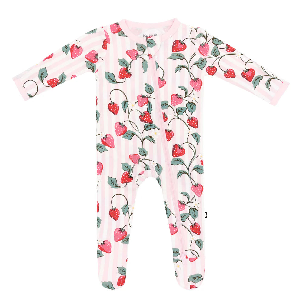 Zippered Footie || Strawberry Fields