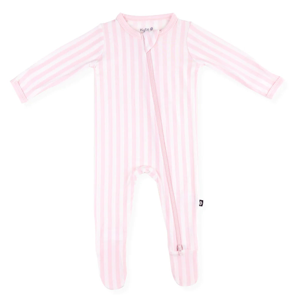 Zippered Footie || Small Sakura Stripe
