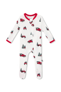 Zippered Footie - Holiday Tree Farm
