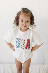 USA Daisy Oversized Romper | White