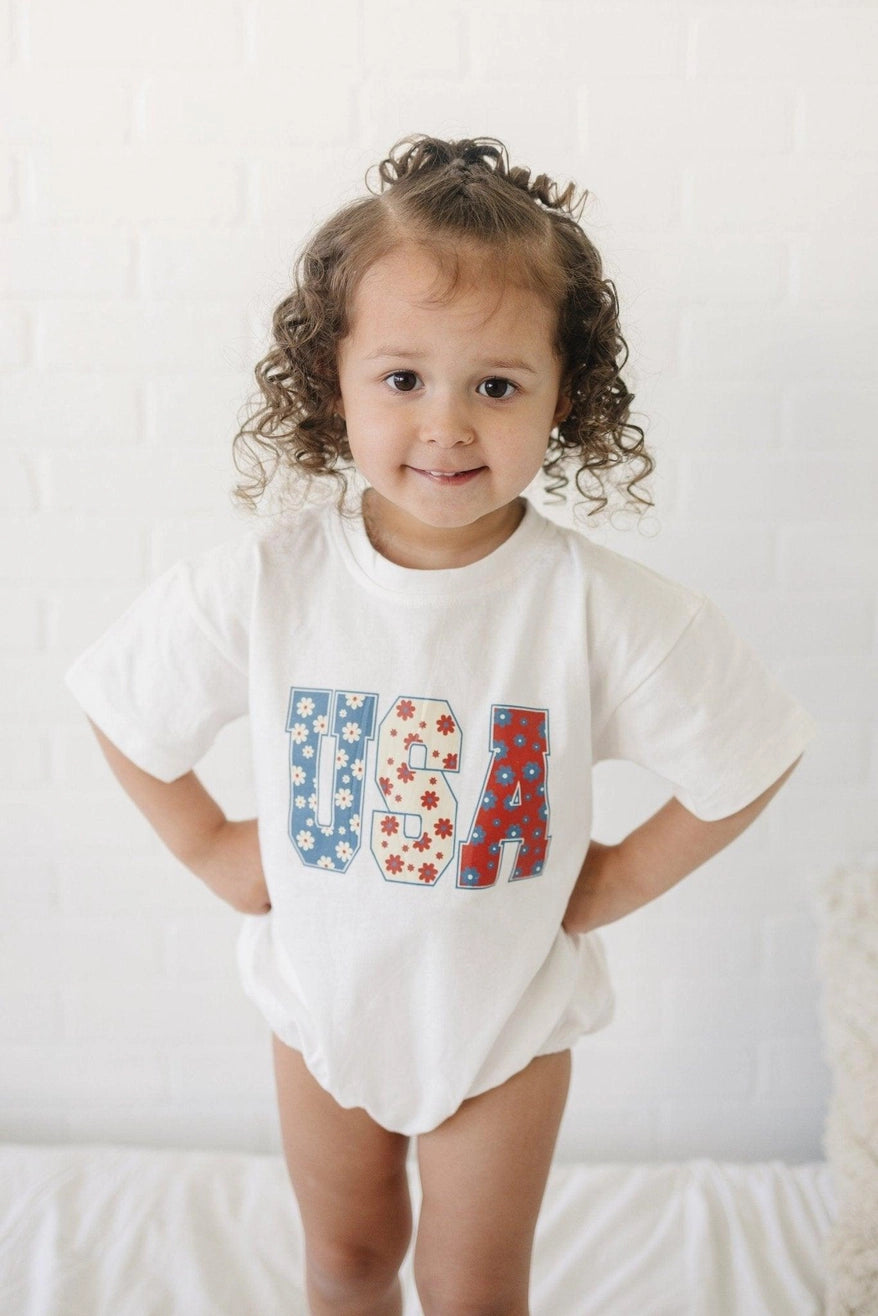 USA Daisy Oversized Romper | White