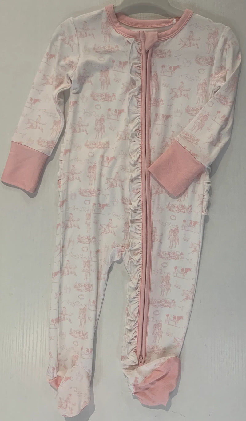 Western Footie Romper | Pink