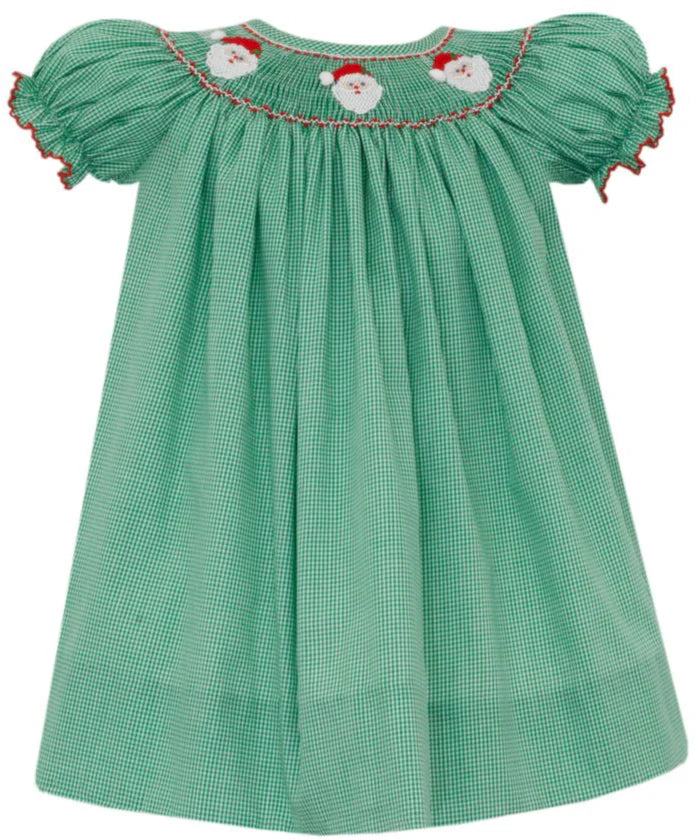 Santa Face Smocked Bishop Dress